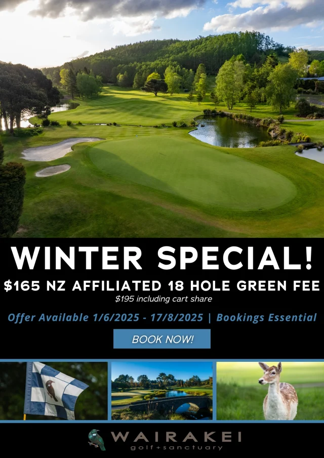 Winter just got hotter at Wairakei! ❄

From the 01/06 - 17/08 you can book a round of 18 for only $165 (NZ Affiliated) 🙌

Take advantage of this special and come join us at Wairakei Golf + Sanctuary. Bookings are essential, head to the link in our bio to book today!